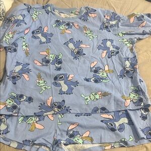 Disney Light Blue Stitch & Scrump Short Pajama Set